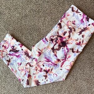 Balance Collection | Floral Watercolor Print Leggings - Pink & Purple
